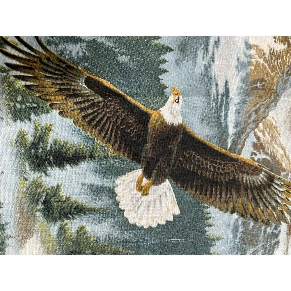 Eagles Soaring Along the Shore Print Pure Cotton Fabric 42